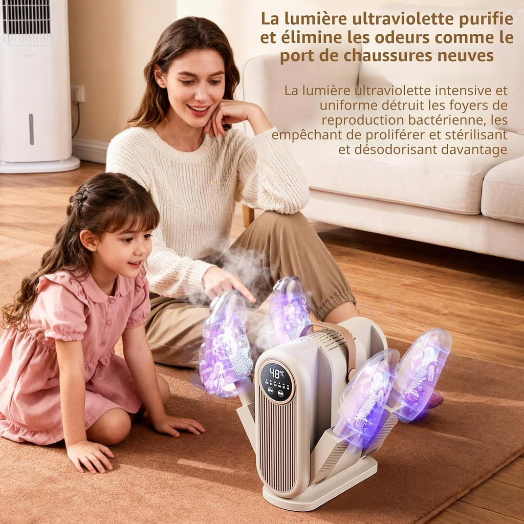 Sèche-Chaussures Électrique 4 Bras – Air Chaud à Minuterie